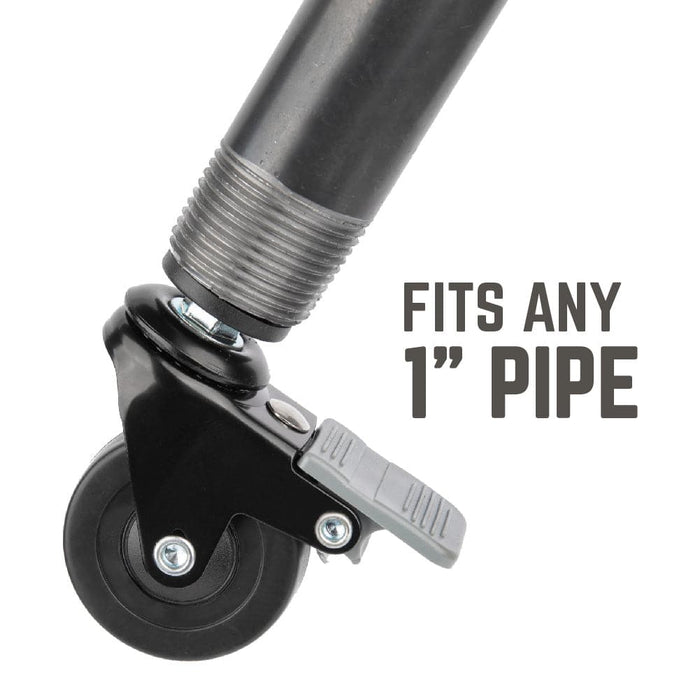 Swivel Caster Wheels for 1" Pipe (4-Pack) - Sweatfully