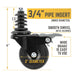 Swivel Caster Wheels for ¾" Pipe (4-Pack) - Sweatfully