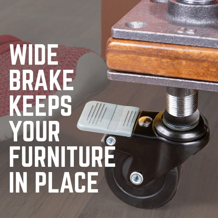 Swivel Caster Wheels for ½" Pipe (4-Pack) - Sweatfully
