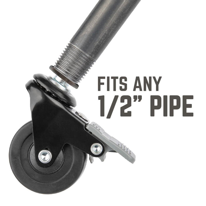Swivel Caster Wheels for ½" Pipe (4-Pack) - Sweatfully