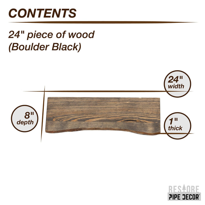 RESTORE Boulder Black 24 in. Live Edge Wood Shelf (Wood Only) - Sweatfully