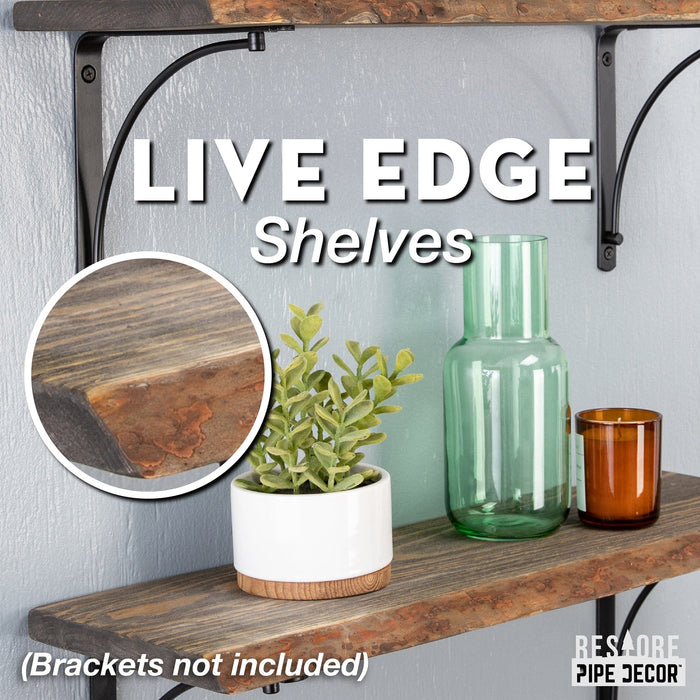 RESTORE Boulder Black 24 in. Live Edge Wood Shelf (Wood Only) - Sweatfully