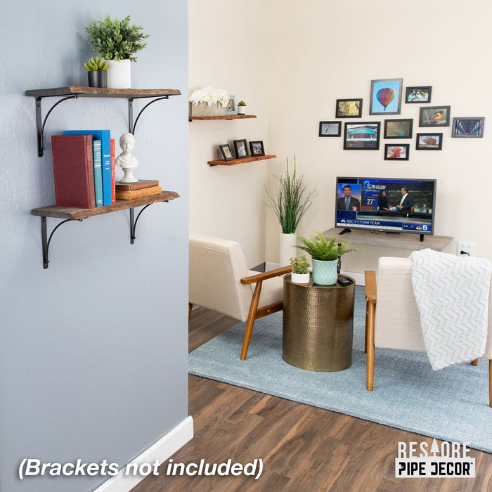 RESTORE Boulder Black 24 in. Live Edge Wood Shelf (Wood Only) - Sweatfully