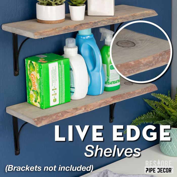 RESTORE Riverstone Grey 24 in. Live Edge Wood Shelf (Wood Only) - Sweatfully