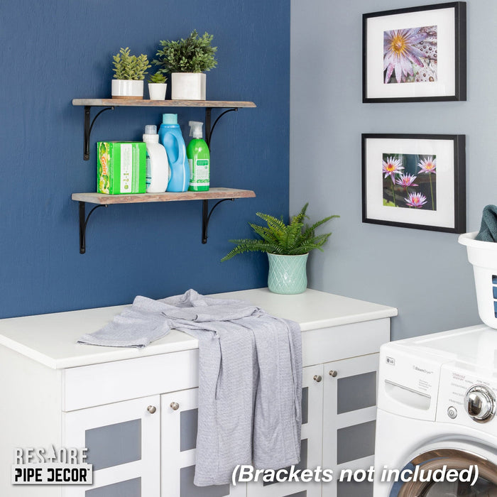 RESTORE Riverstone Grey 24 in. Live Edge Wood Shelf (Wood Only) - Sweatfully