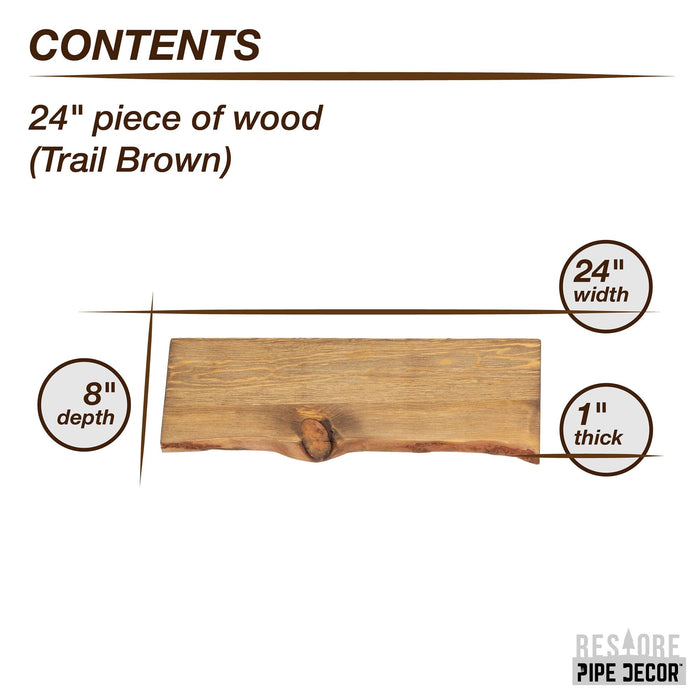 RESTORE Trail Brown 24 in. Live Edge Wood Shelf (Wood Only) - Sweatfully