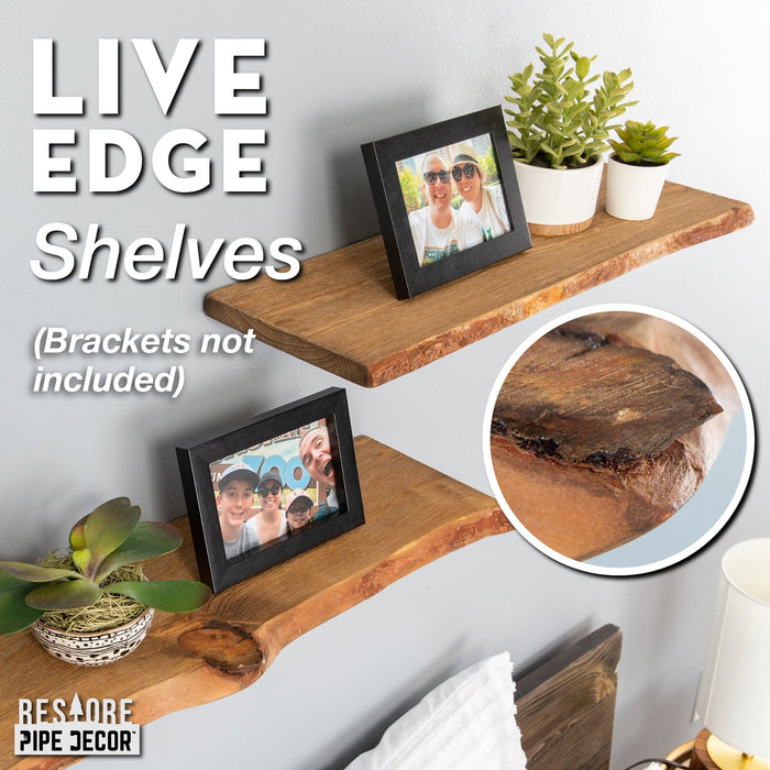 RESTORE Trail Brown 24 in. Live Edge Wood Shelf (Wood Only) - Sweatfully