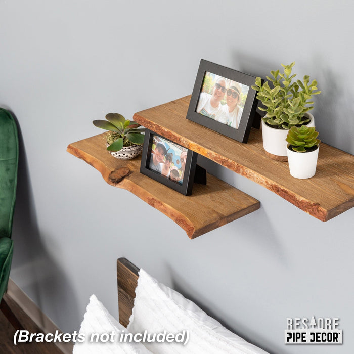 RESTORE Trail Brown 24 in. Live Edge Wood Shelf (Wood Only) - Sweatfully