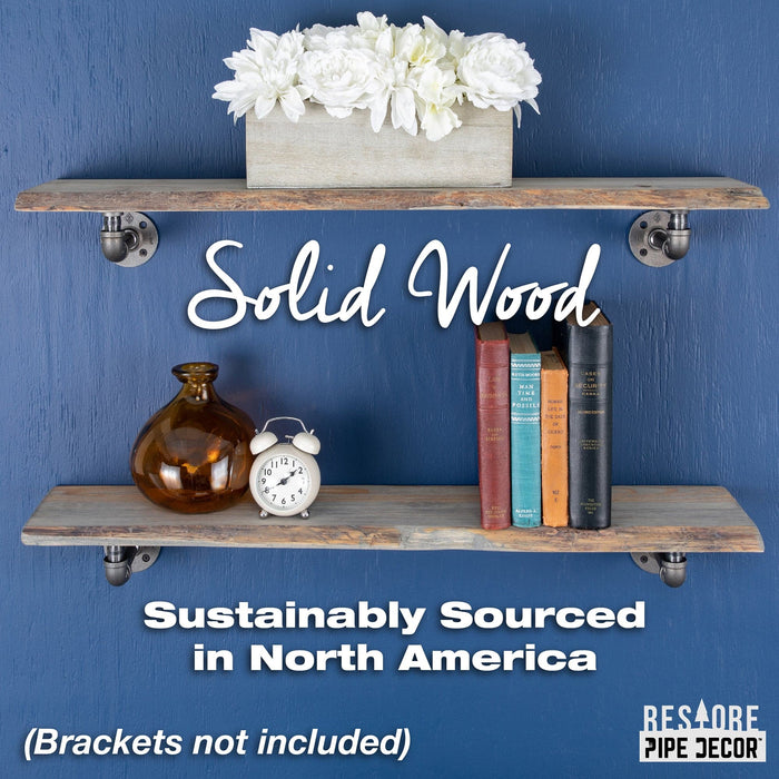 RESTORE Riverstone Grey 36 in. Live Edge Wood Shelf (Wood Only) - Sweatfully