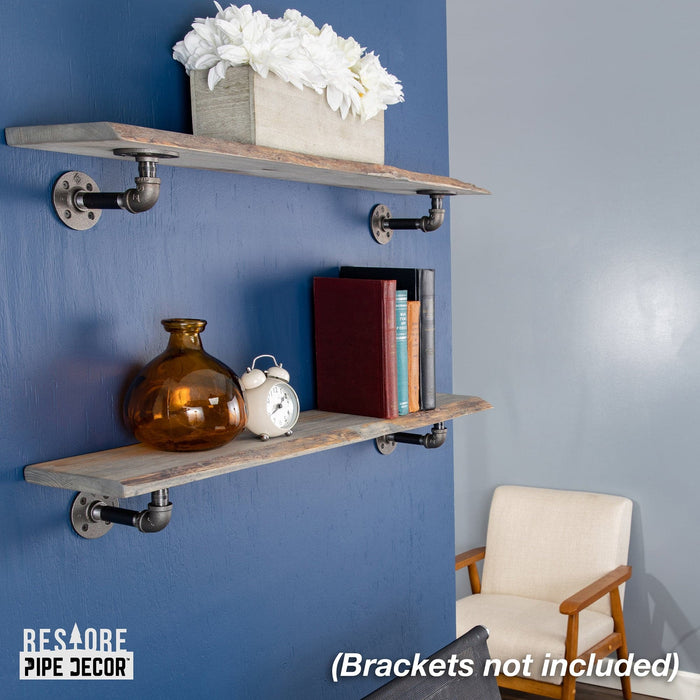 RESTORE Riverstone Grey 36 in. Live Edge Wood Shelf (Wood Only) - Sweatfully