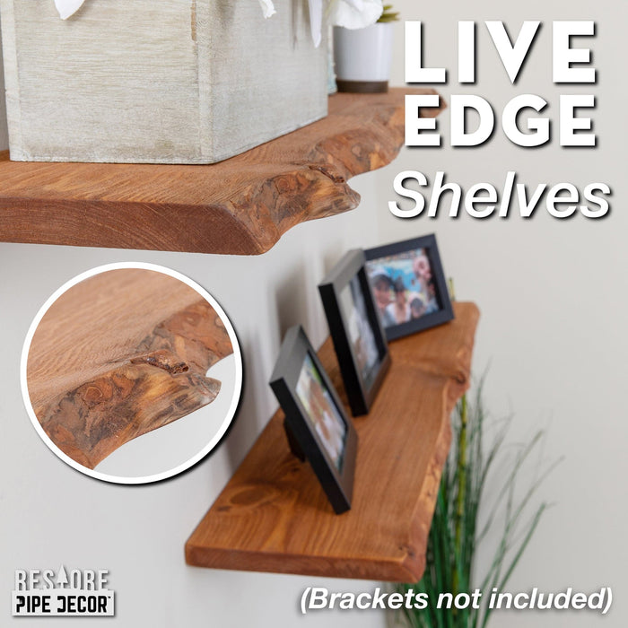 RESTORE Sunset Cedar 36 in. Live Edge Wood Shelf (Wood Only) - Sweatfully