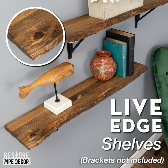 RESTORE Trail Brown 36 in. Live Edge Wood Shelf (Wood Only) - Sweatfully