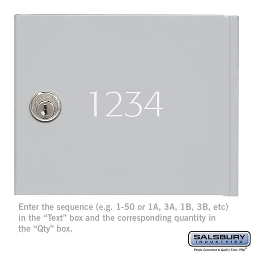 Salsbury Custom Door Engraving - Regular - for Aluminum 4B+ Horizontal Mailbox Door - Sweatfully