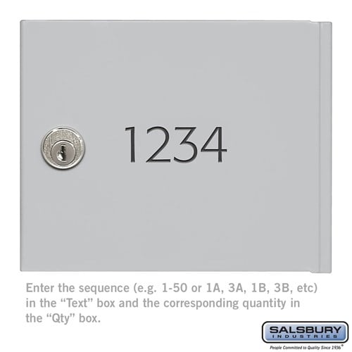 Salsbury Custom Door Engraving - Black Filled - for Aluminum 4B+ Horizontal Mailbox Door - Sweatfully