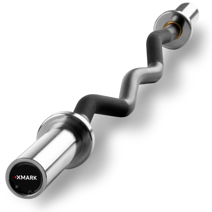XMARK EZ Curl Bar 28 mm Grip – Fits Olympic Weights XM-3675-BLACK - Sweatfully