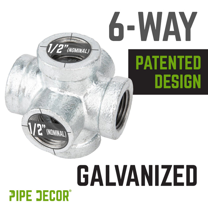1/2 in. Galvanized 6-Way Fitting - Sweatfully