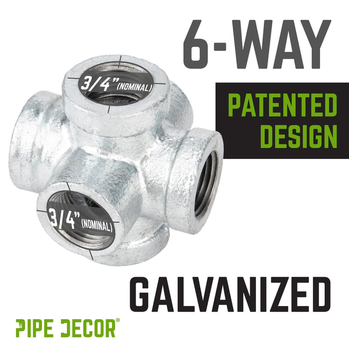 3/4 in. Galvanized 6-Way Fitting - Sweatfully