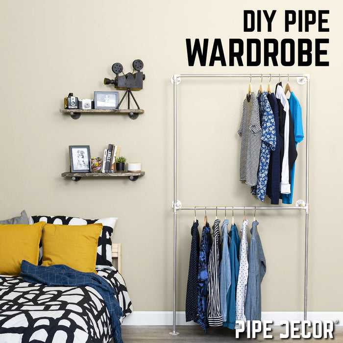 Galvanized Wall Mounted Double Hung Clothing Rack - Sweatfully
