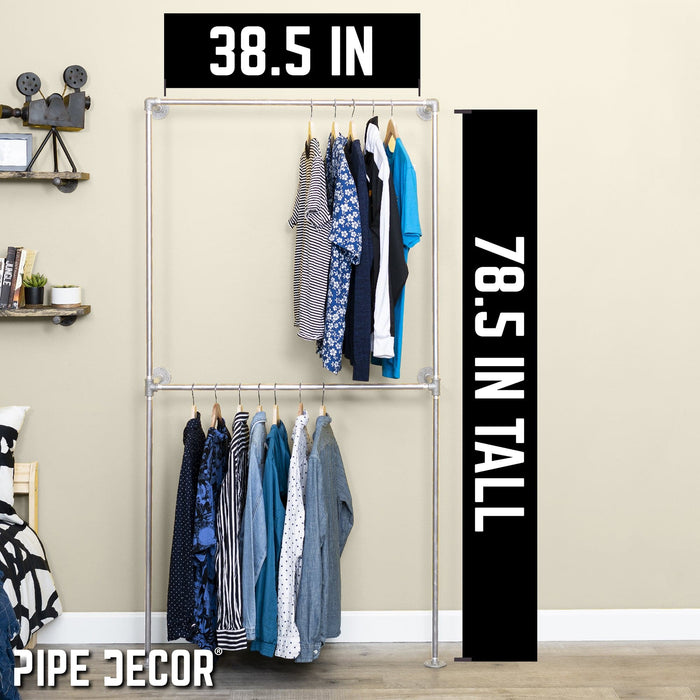 Galvanized Wall Mounted Double Hung Clothing Rack - Sweatfully