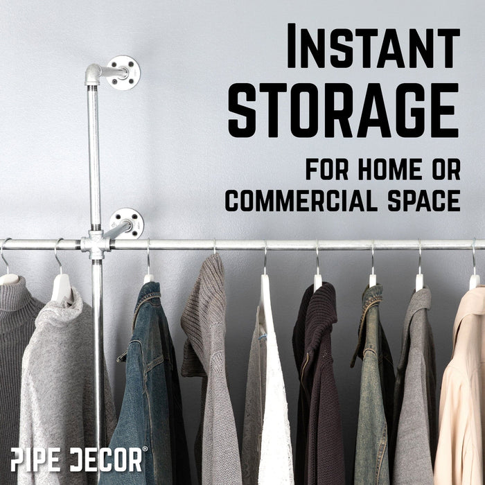 115 in. Galvanized Wall Mounted Clothing Rack, Triple - Sweatfully