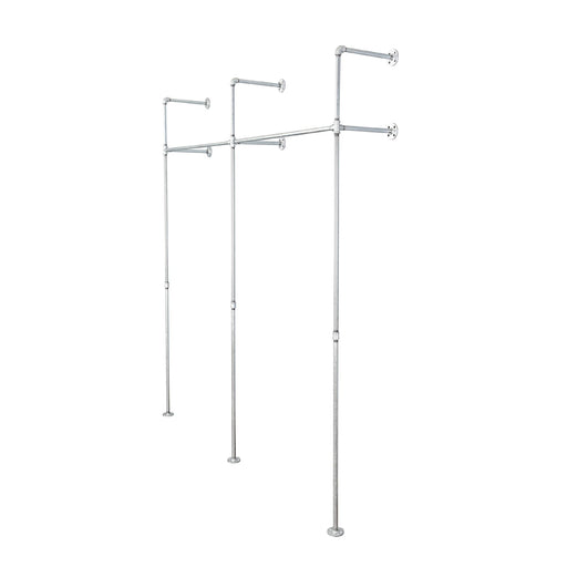 76.375 in. Galvanized Wall Mounted Clothing Rack, Double - Sweatfully