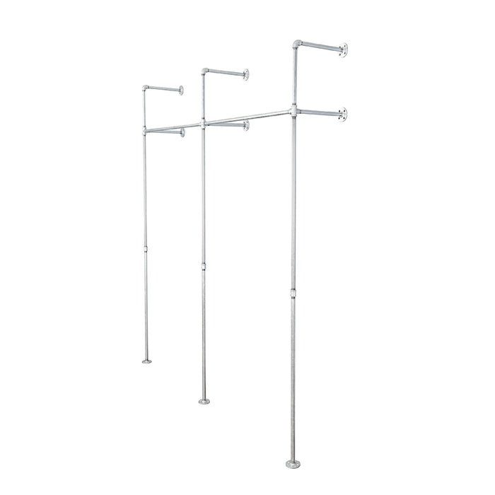 76.375 in. Galvanized Wall Mounted Clothing Rack, Double - Sweatfully