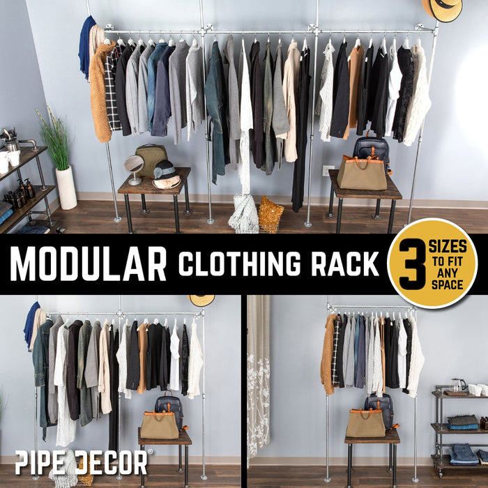 76.375 in. Galvanized Wall Mounted Clothing Rack, Double - Sweatfully