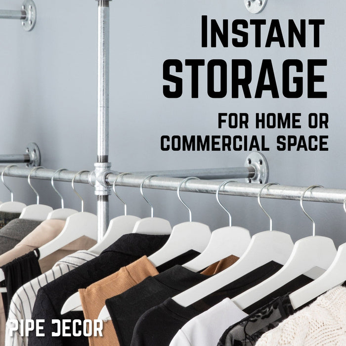 76.375 in. Galvanized Wall Mounted Clothing Rack, Double - Sweatfully