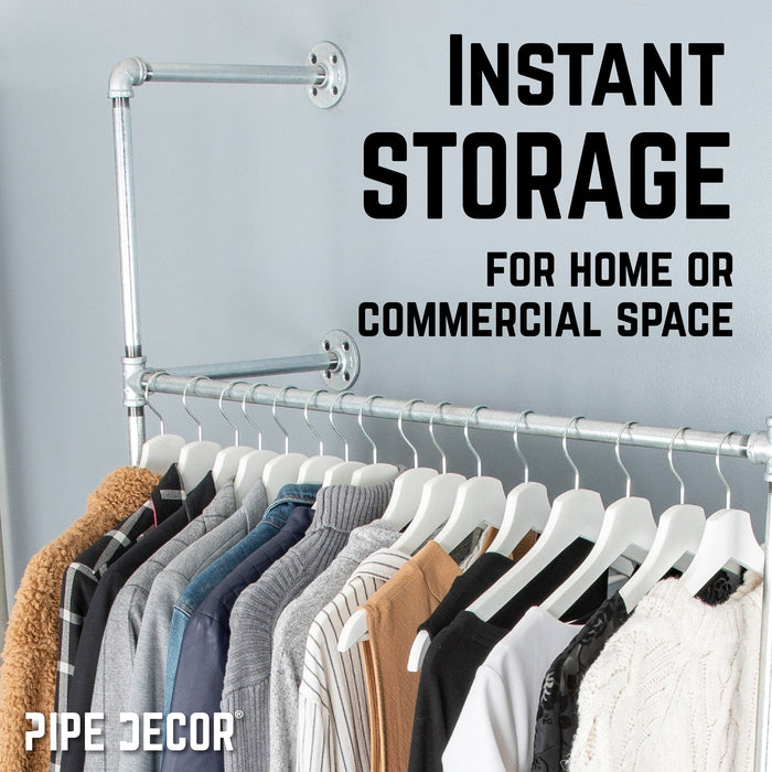 41 in. Galvanized Wall Mounted Clothing Rack, Single - Sweatfully