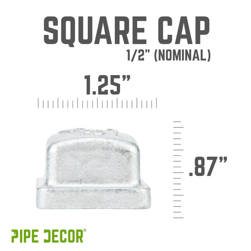 1/2 in. Galvanized Square Cap - Sweatfully