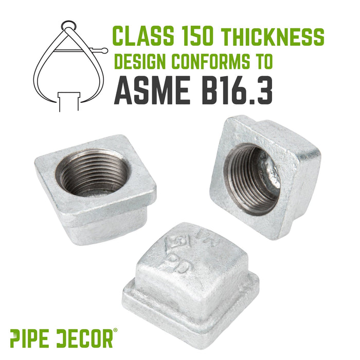 1/2 in. Galvanized Square Cap - Sweatfully