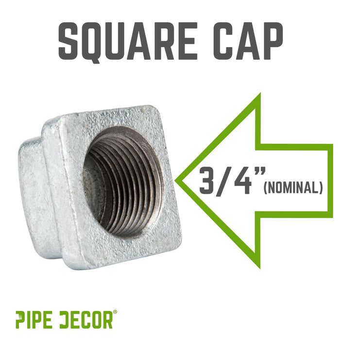 3/4 in. Galvanized Square Cap - Sweatfully