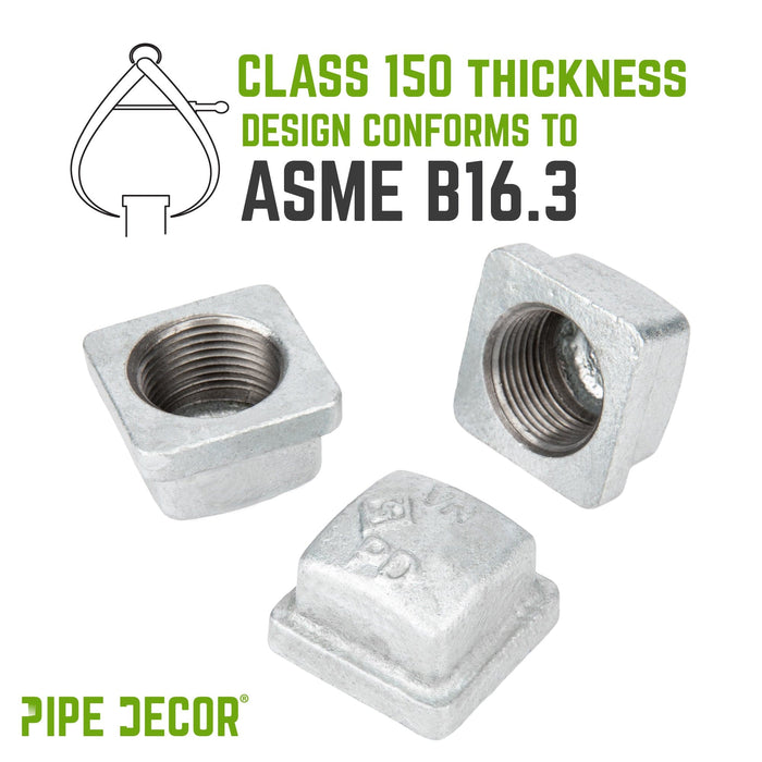 3/4 in. Galvanized Square Cap - Sweatfully