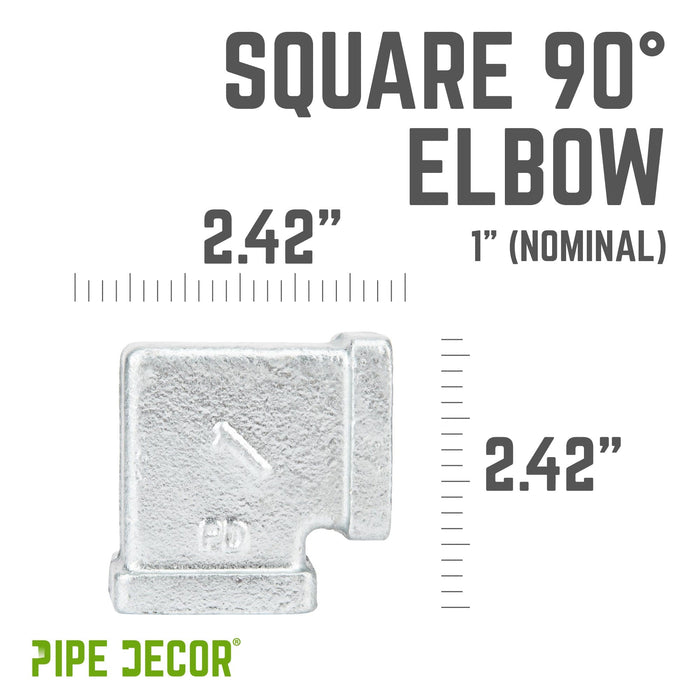 1 in. Galvanized Square 90 Degree Elbow - Sweatfully