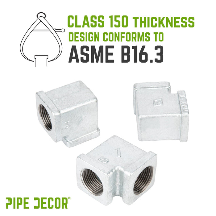 1 in. Galvanized Square 90 Degree Elbow - Sweatfully