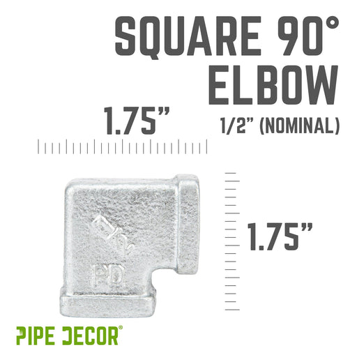 1/2 in. Galvanized Square 90 Degree Elbow - Sweatfully