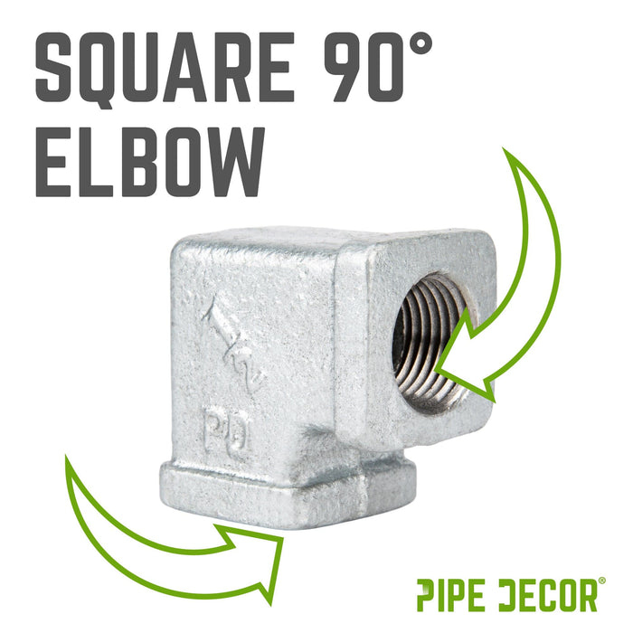 1/2 in. Galvanized Square 90 Degree Elbow - Sweatfully