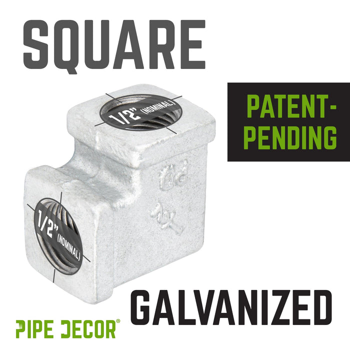1/2 in. Galvanized Square 90 Degree Elbow - Sweatfully