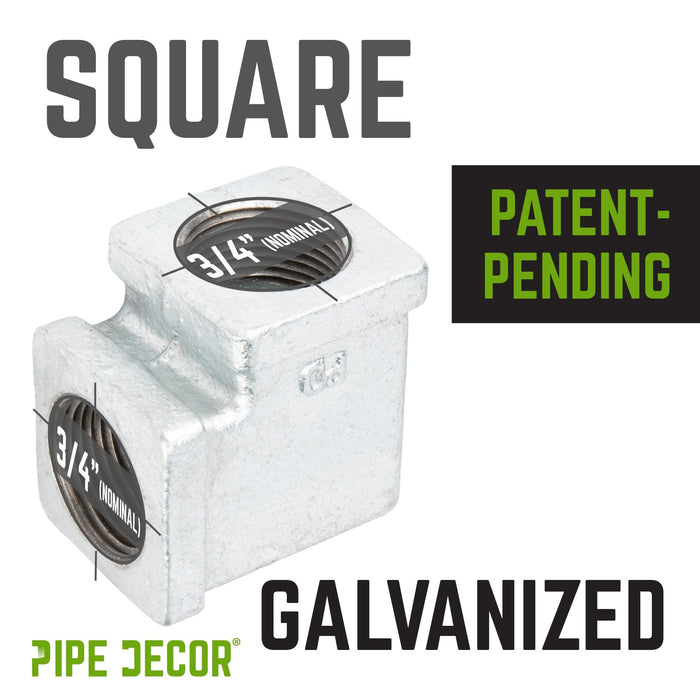 3/4 in. Galvanized Square 90 Degree Elbow - Sweatfully