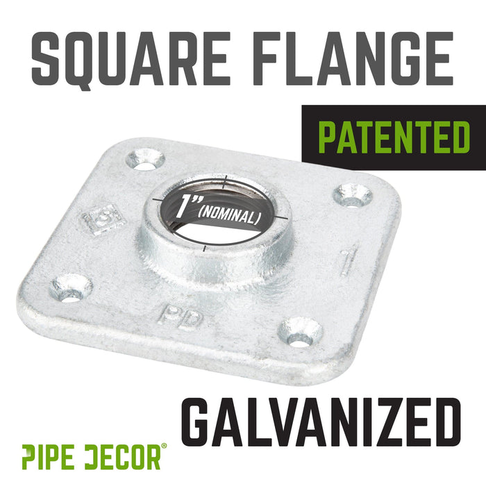 1 in. Galvanized Square Floor Flange - Sweatfully