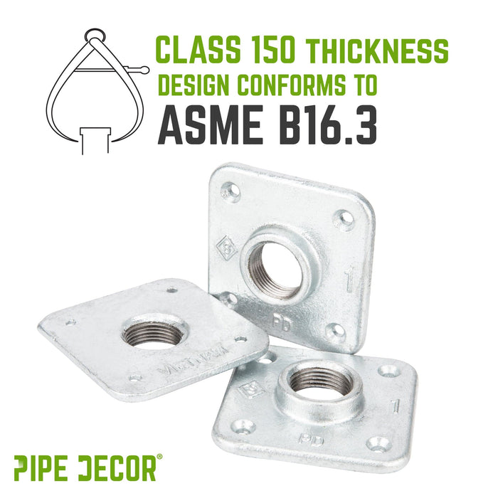 1 in. Galvanized Square Floor Flange - Sweatfully