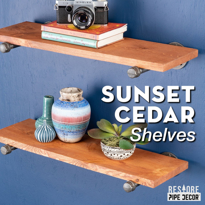 RESTORE Sunset Cedar 24 in. Shelves with Straight Brackets - Sweatfully