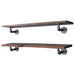 36” Boulder Black Live Edge Wood Shelf with L-Shaped Pipe Brackets (2-Pack) - Sweatfully
