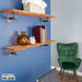 36” Sunset Cedar Live Edge Wood Shelf with L-Shaped Pipe Brackets (2-Pack) - Sweatfully