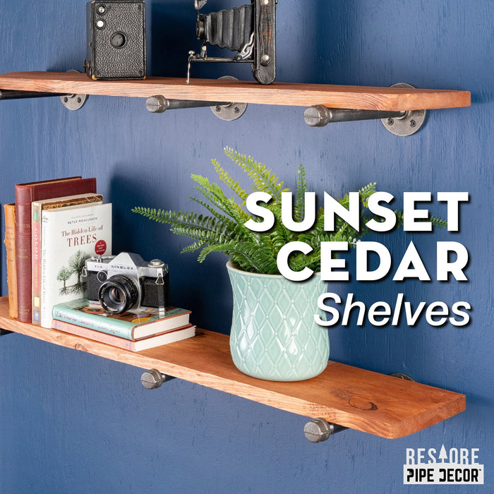 RESTORE Sunset Cedar 36 in. Shelves with Straight Brackets - Sweatfully