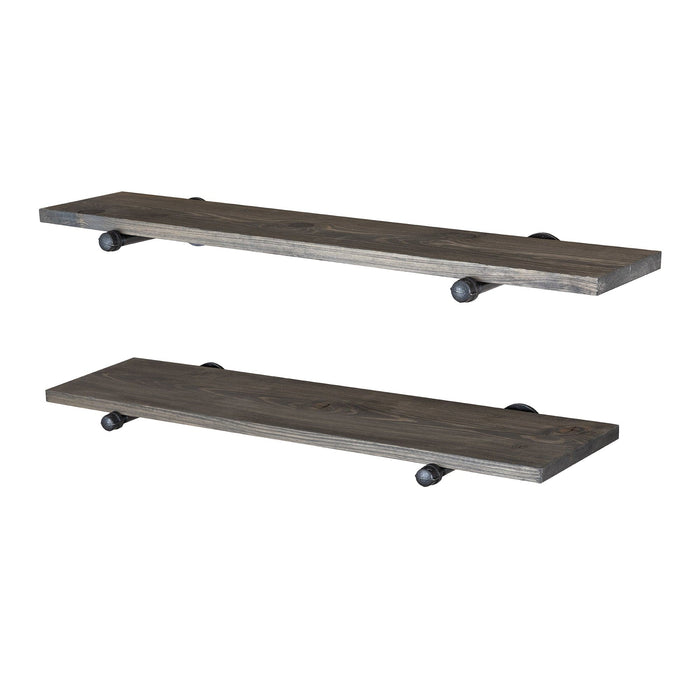 RESTORE Boulder Black 36 in. Shelves with Noir Pre-finished Straight Brackets - Sweatfully