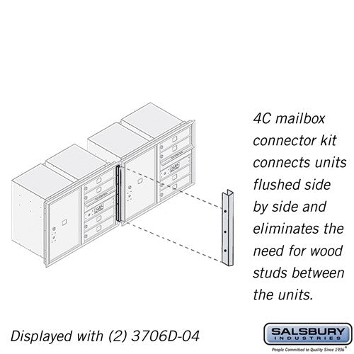 Salsbury Recessed Mounted 4C Horizontal Mailbox Connector Kit - for 6 Door High Units - Sweatfully