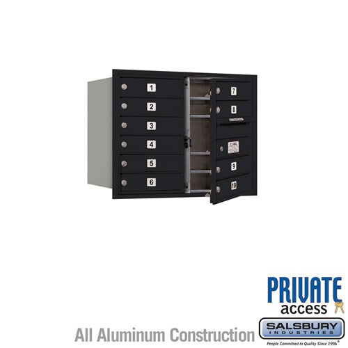 Salsbury 6 Door High Recessed Mounted 4C Horizontal Mailbox with 10 Doors in Black with Private Access - Front Loading - Sweatfully