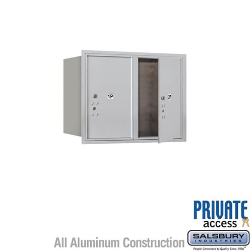 Salsbury 6 Door High Recessed Mounted 4C Horizontal Parcel Locker with 2 Parcel Lockers in Aluminum with Private Access - Front Loading - Sweatfully