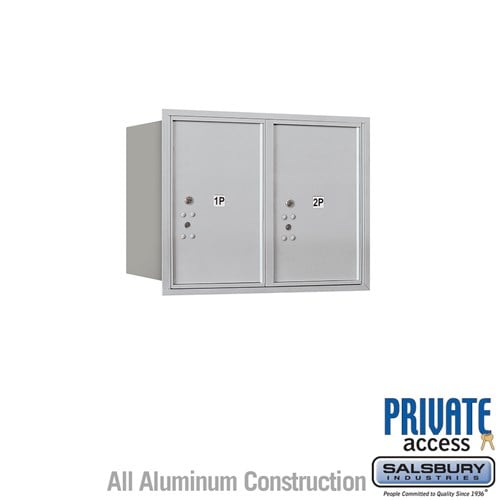 Salsbury 6 Door High Recessed Mounted 4C Horizontal Parcel Locker with 2 Parcel Lockers in Aluminum with Private Access - Rear Loading - Sweatfully